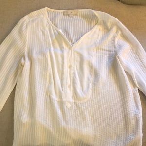 LOFT long sleeve cream blouse